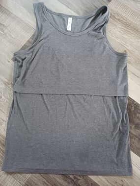 Latched Mama Grey Ribbed Nursing Tank Top
